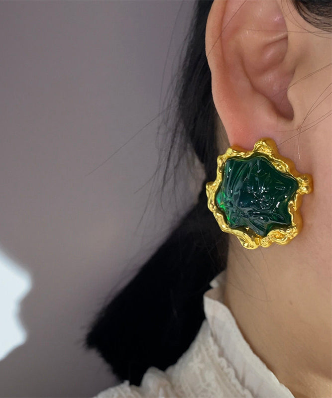 French Green Oversized Acrylic Stud Earrings - Omychic