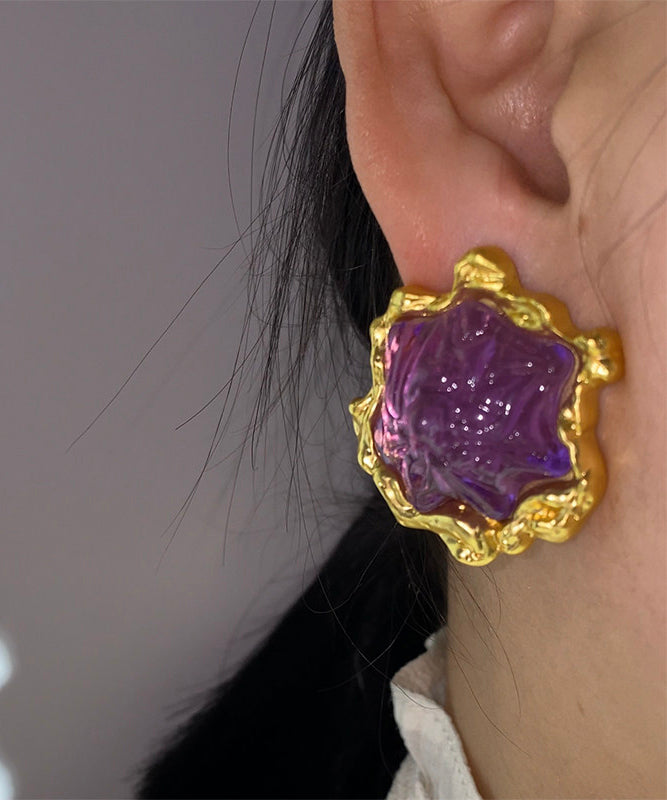 French Green Oversized Acrylic Stud Earrings - Omychic