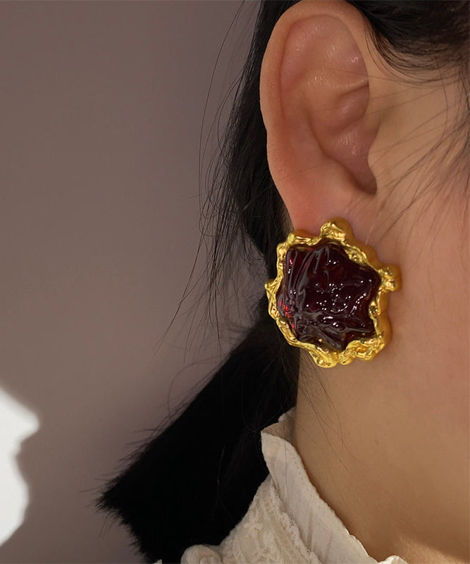 French Green Oversized Acrylic Stud Earrings - Omychic