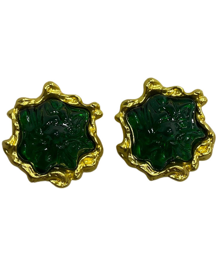 French Green Oversized Acrylic Stud Earrings - Omychic