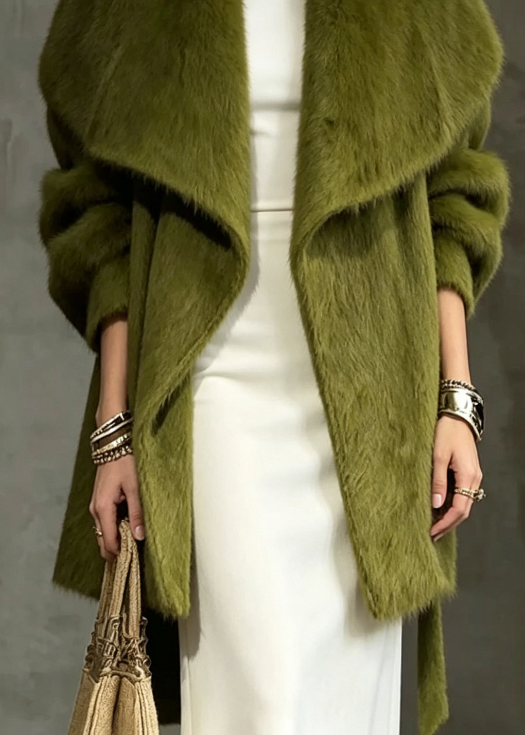 French Green Peter Pan Collar Woolen Coat Winter