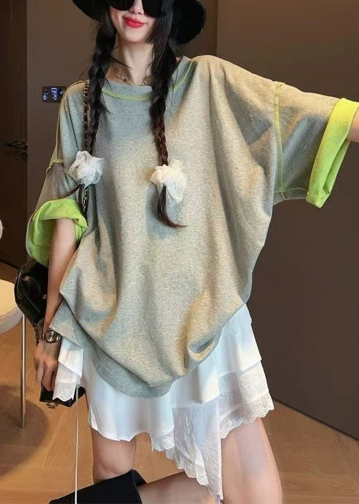 French Grey Oversized Wear On Both Sides Cotton Tanks Summer