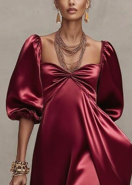 French Mulberry Exra Large Hem Patchwork Silk Party Dresses