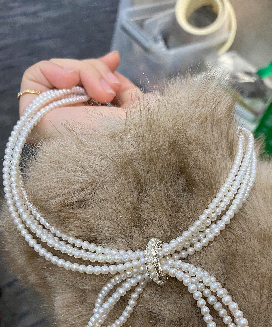 French Multi-Layered Bow Pearl Necklace - Omychic