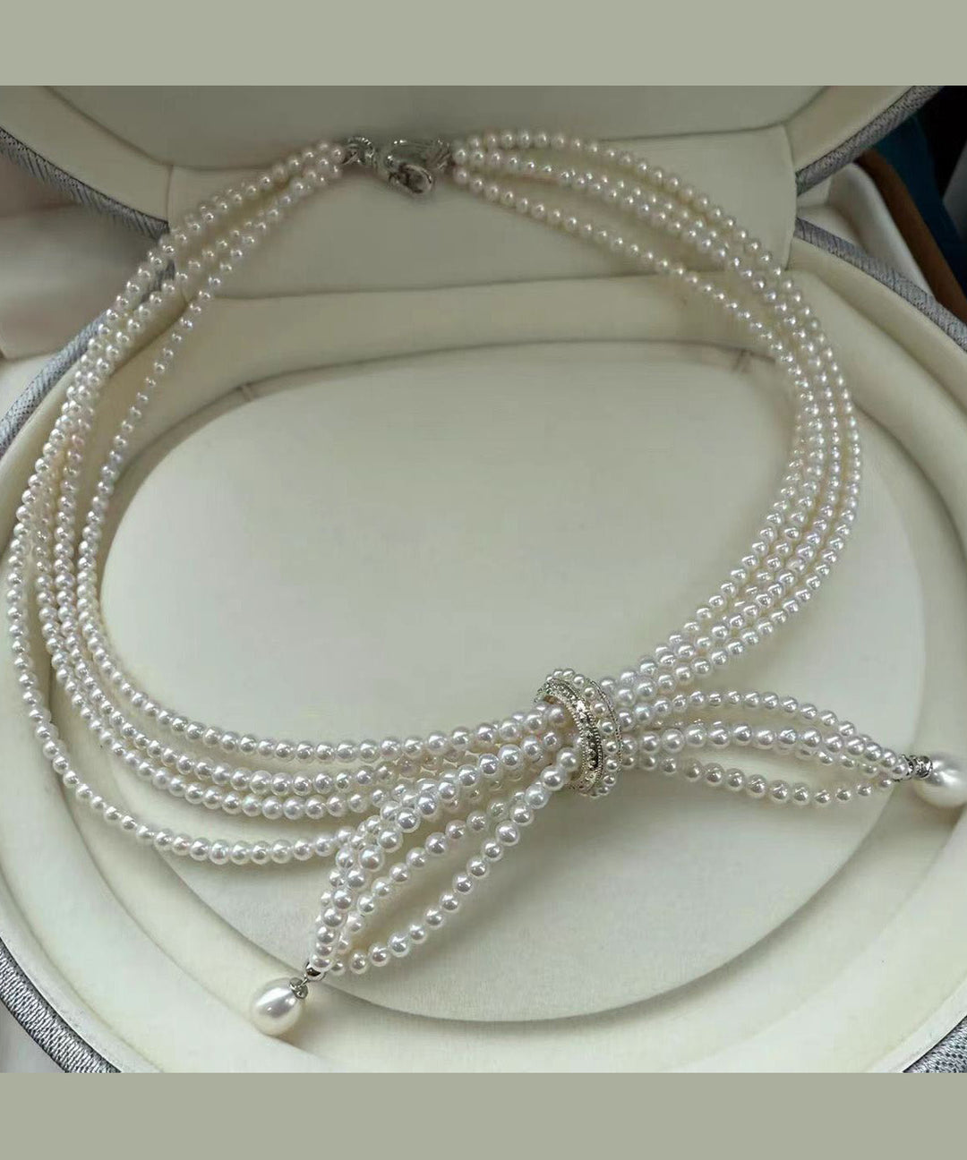 French Multi-Layered Bow Pearl Necklace - Omychic