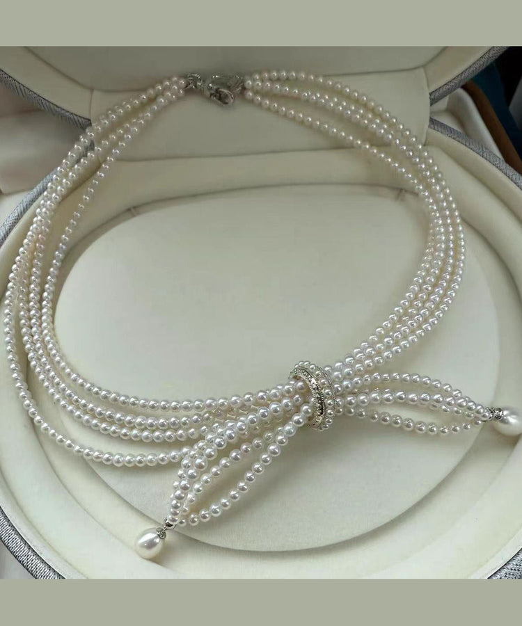 French Multi-Layered Bow Pearl Necklace - Omychic