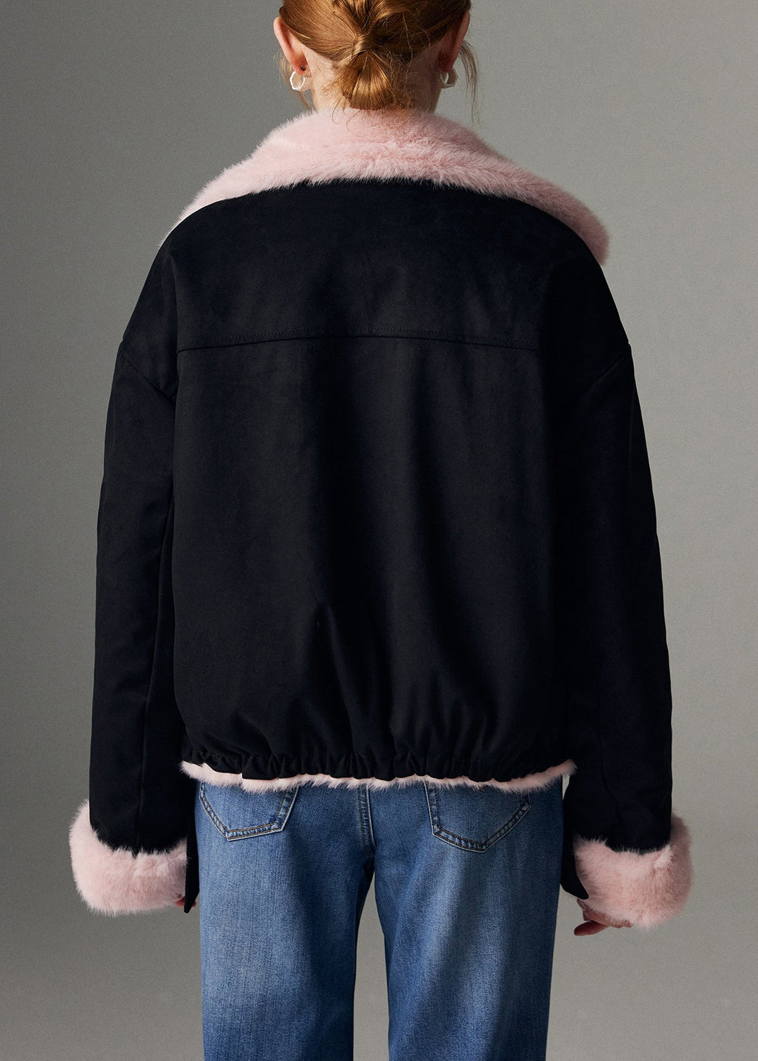 French Pink Fluffy Wear On Both Sides Faux Suede Coats Winter