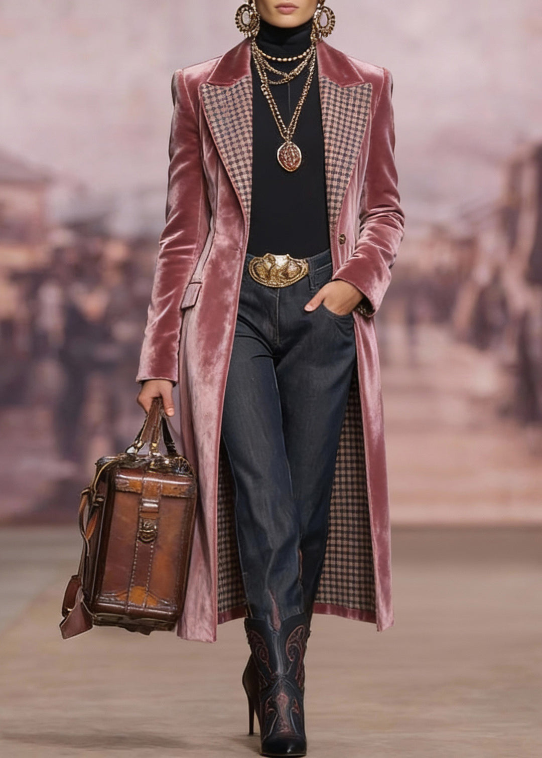 French Pink Peter Pan Collar Pockets Velvet Coats Spring