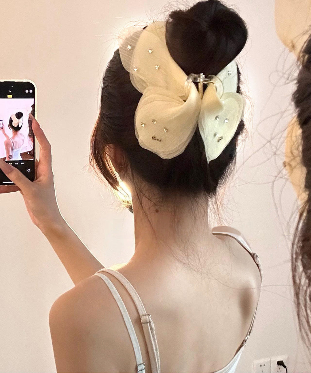 French Purple Alloy Zircon Tulle Butterfly Hairpin
