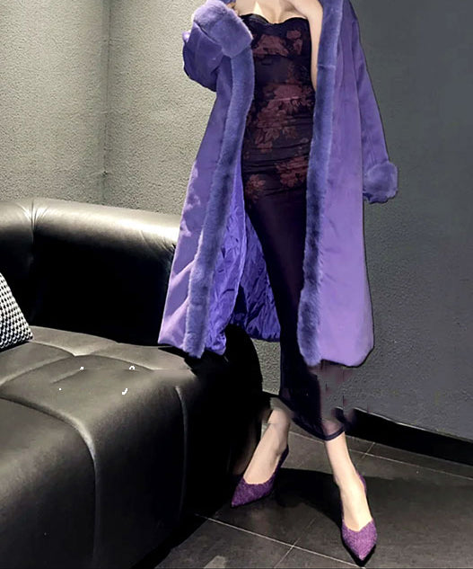 French Purple Boutique Splicing High Heels Pointed Toe