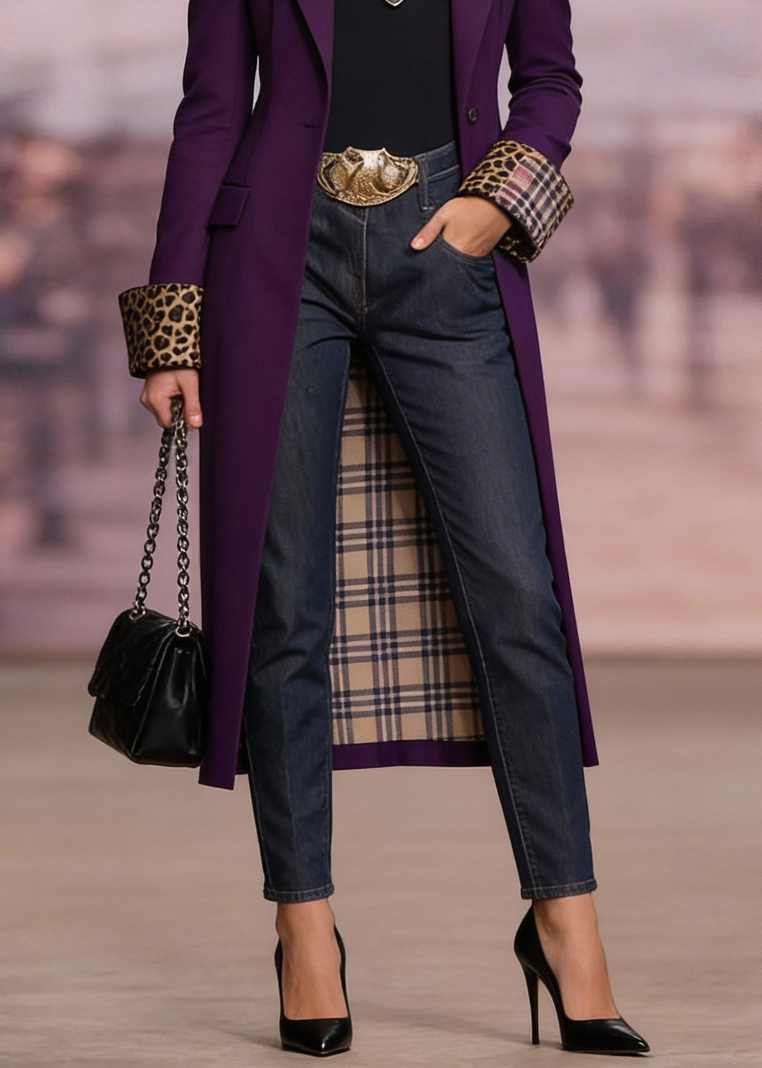 French Purple Peter Pan Collar Pockets Long Trench Coat Spring