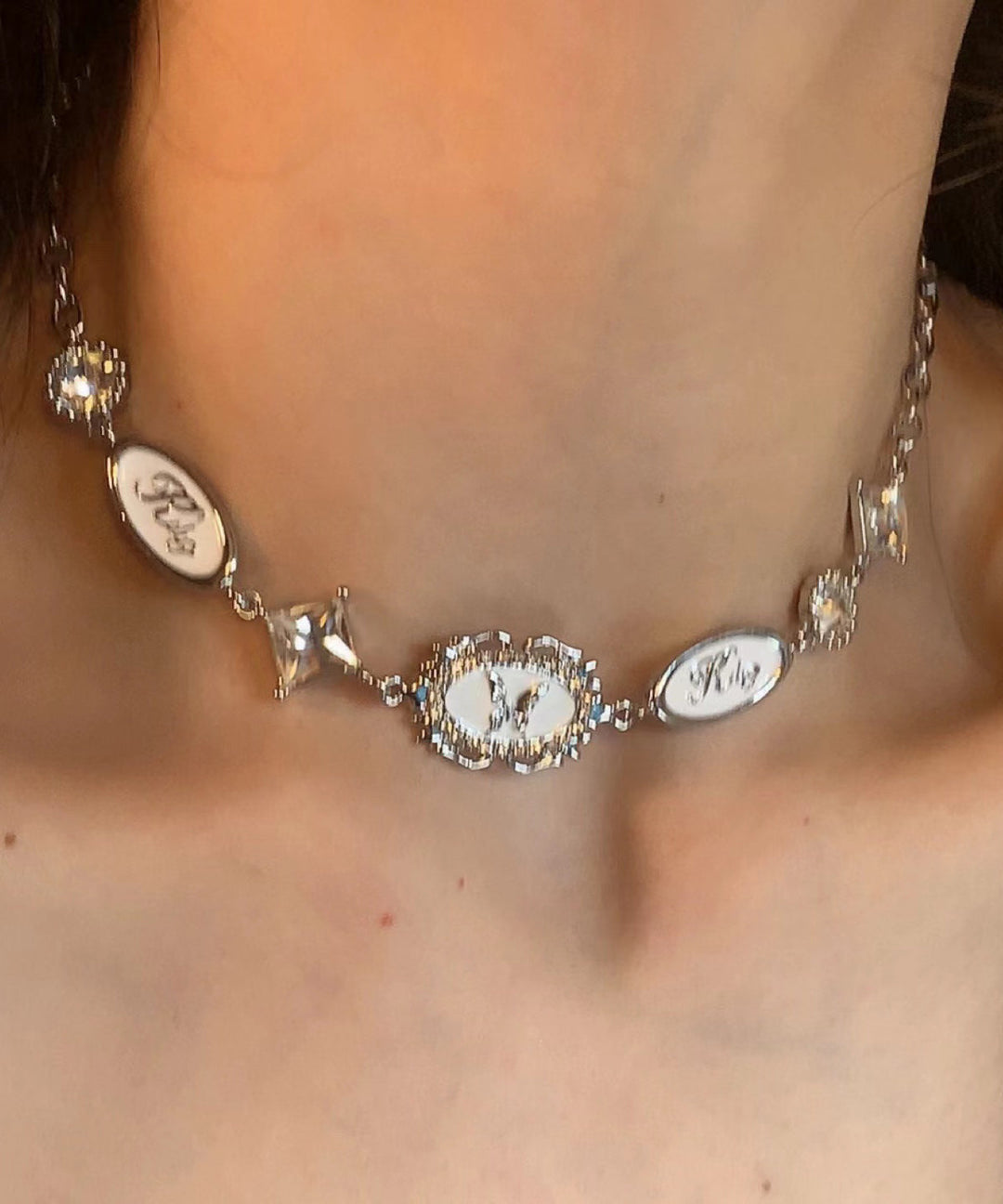French Silk Alloy Drip Glaze Butterfly Princess Necklace