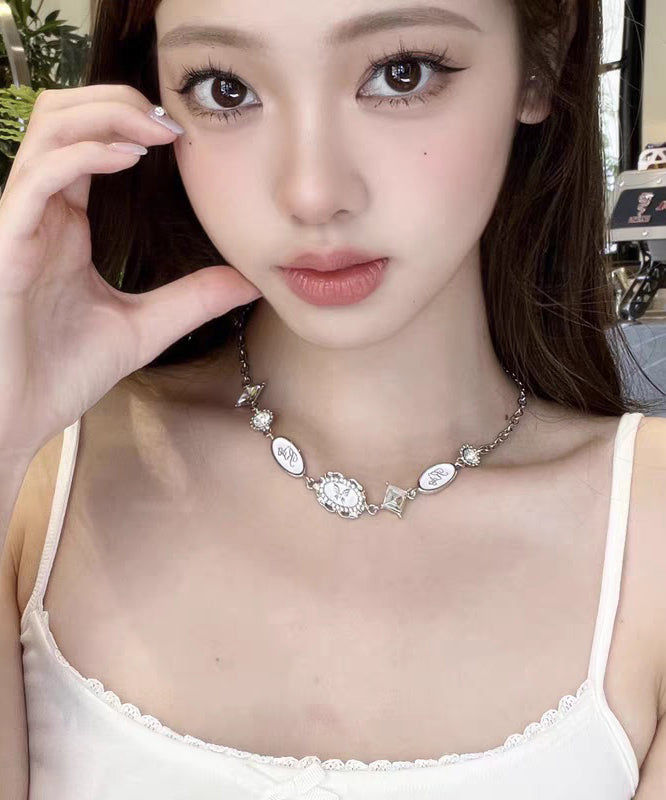 French Silk Alloy Drip Glaze Butterfly Princess Necklace