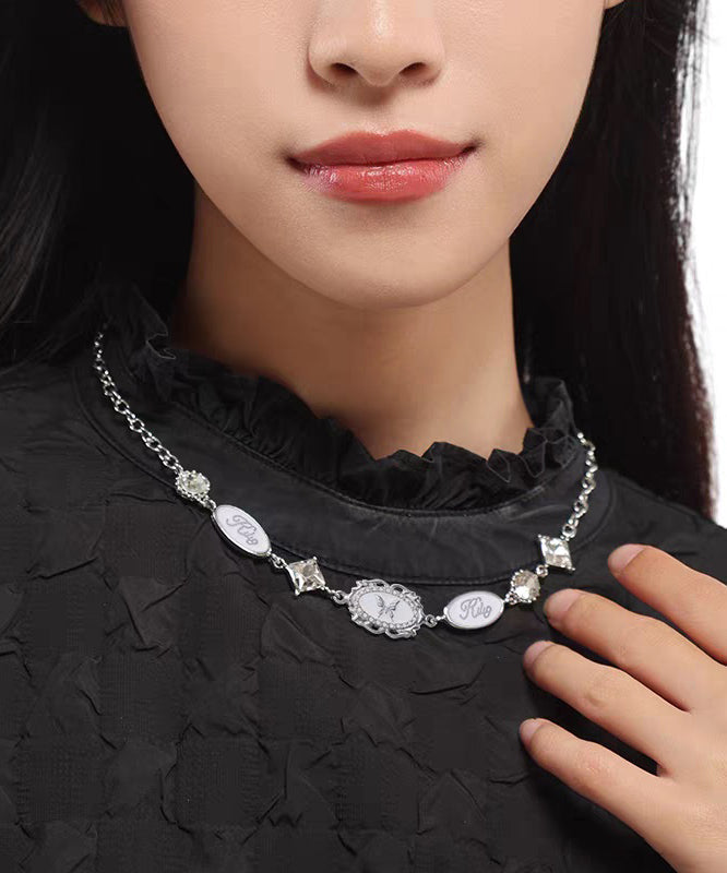 French Silk Alloy Drip Glaze Butterfly Princess Necklace