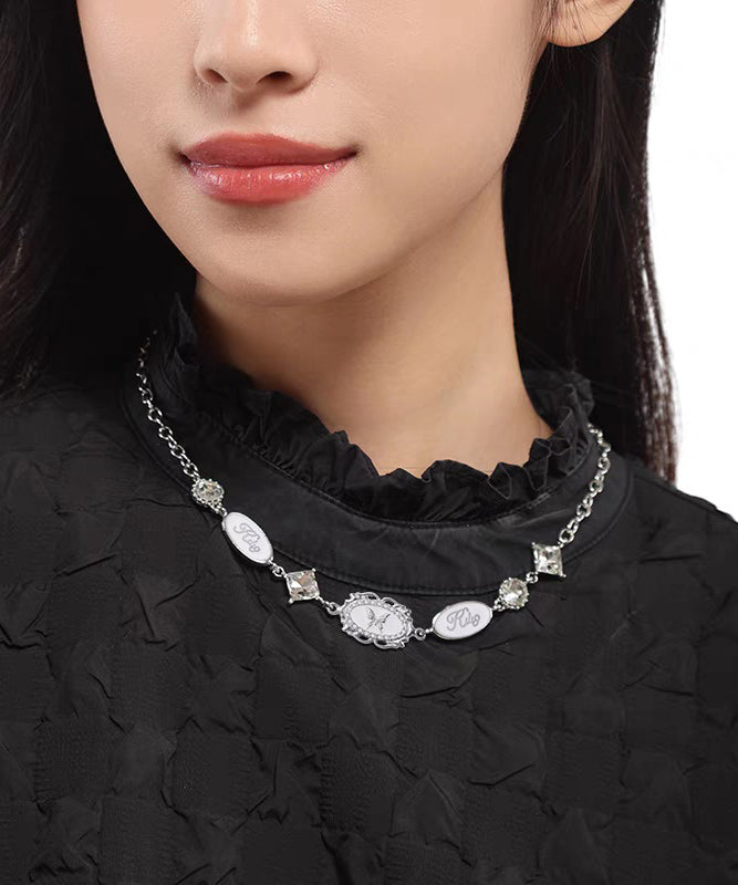 French Silk Alloy Drip Glaze Butterfly Princess Necklace