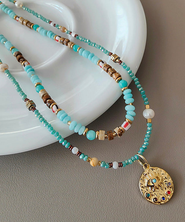 French Tianhe Stone Bead Light Luxury Titanium Steel Necklace Set