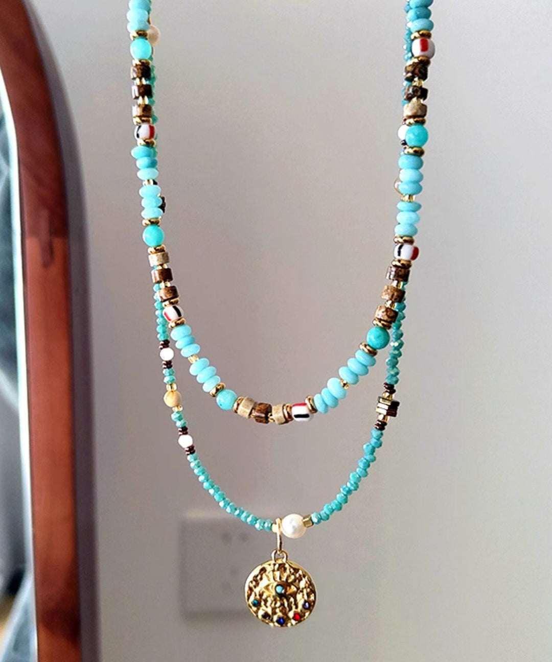 French Tianhe Stone Bead Light Luxury Titanium Steel Necklace Set