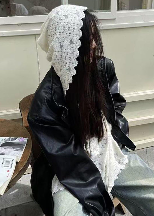 French White Floral Hooded Patchwork Lace T Shirts Fall