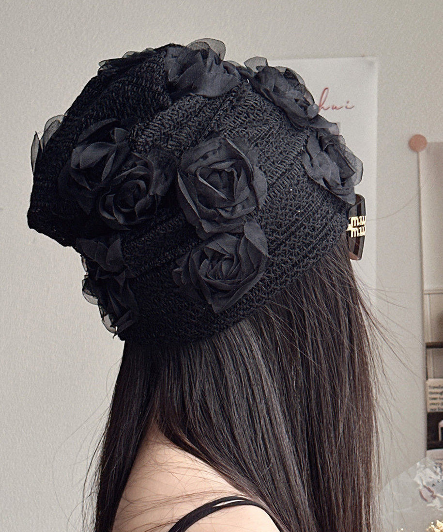 French White Rose Thin Breathable Knitted Boonie Hat