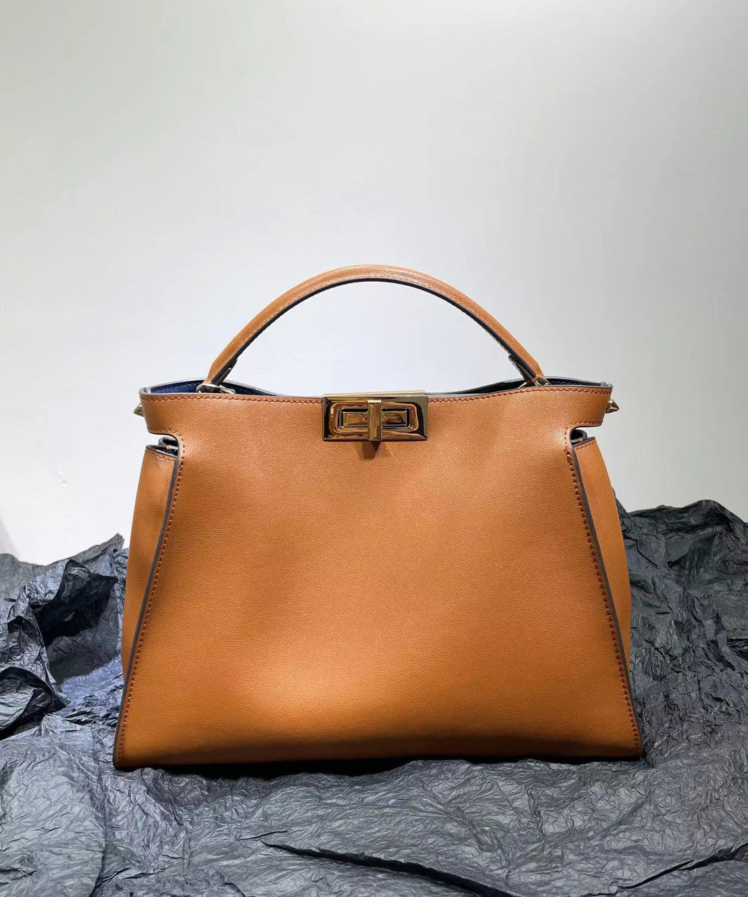 French White Solid Durable Leather Women Tote Handbag