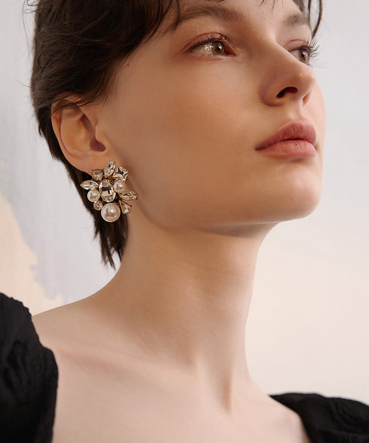 French White Zircon Fine Pearl Drop Earrings - Omychic