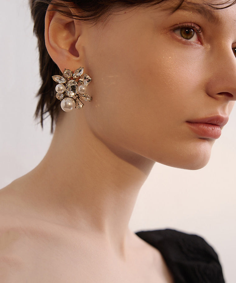 French White Zircon Fine Pearl Drop Earrings - Omychic