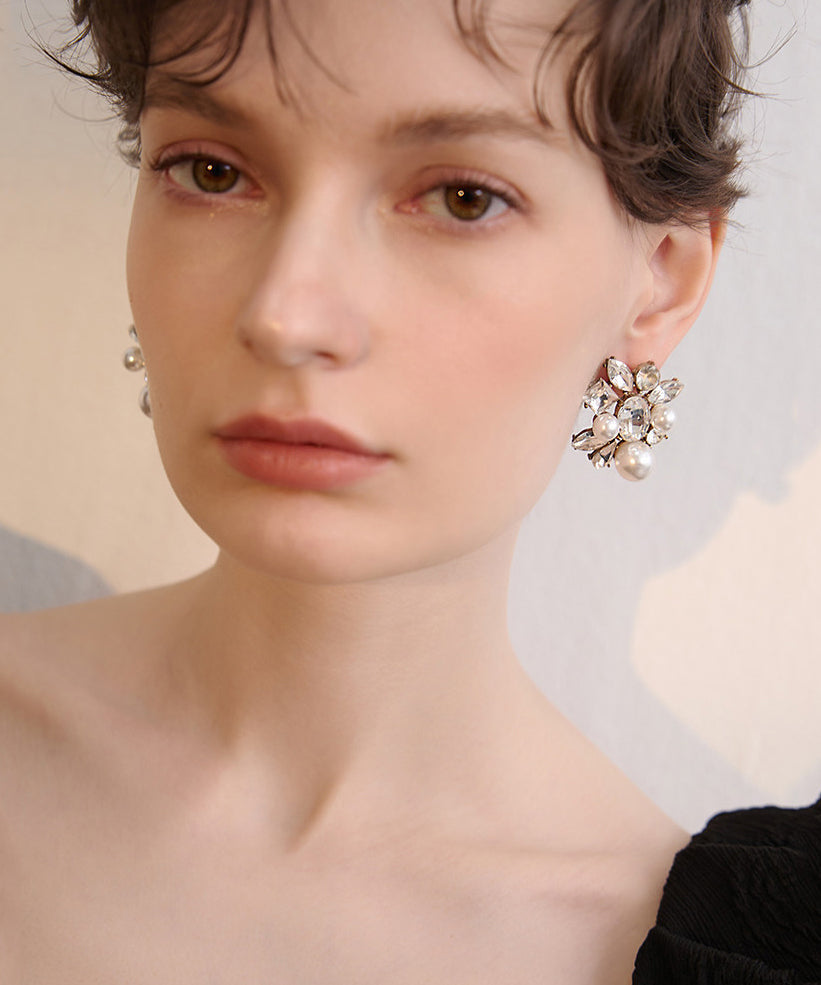 French White Zircon Fine Pearl Drop Earrings - Omychic