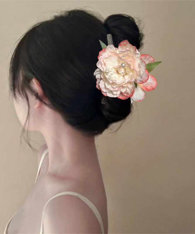 Gradient Color Alloy Pearl Peony Floral Hairpin