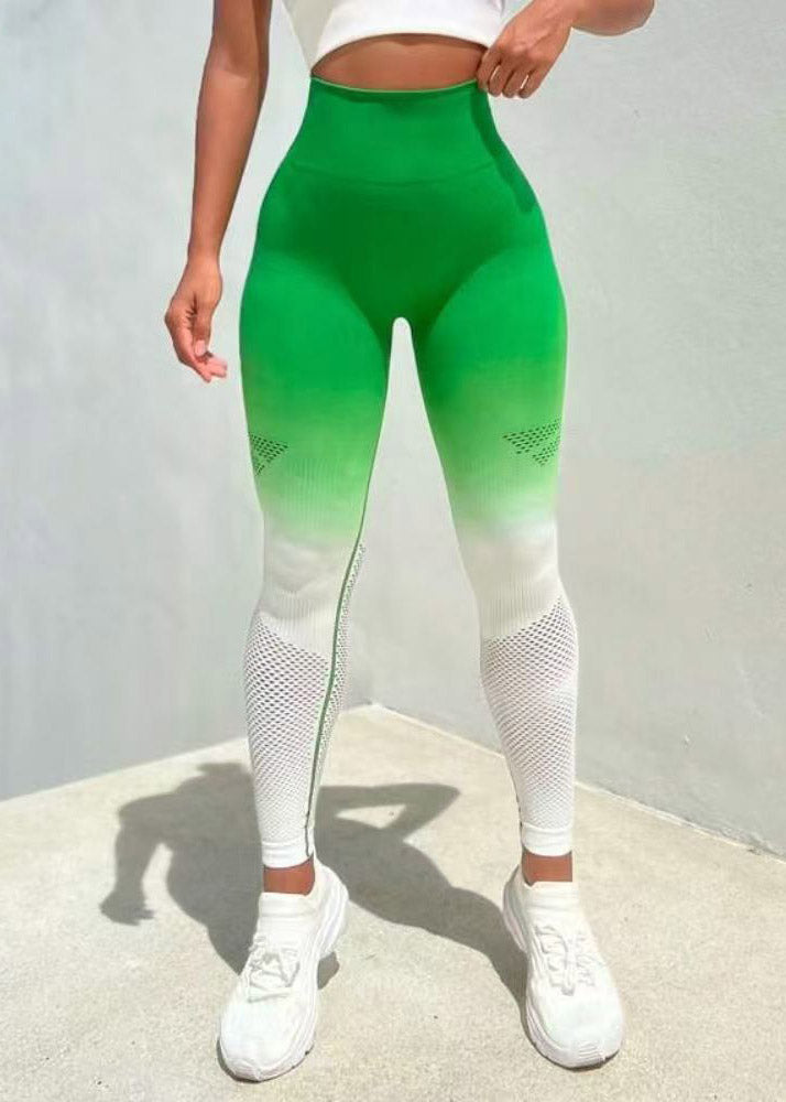 Gradient Color Green Butt Scrunch Capri