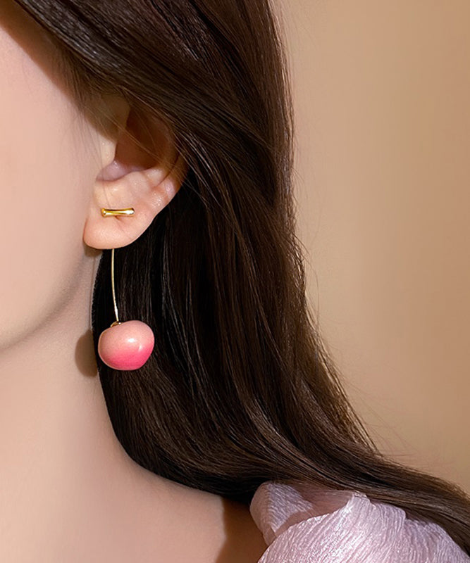 Gradient Color Pink Copper Alloy Cherry Drop Earrings