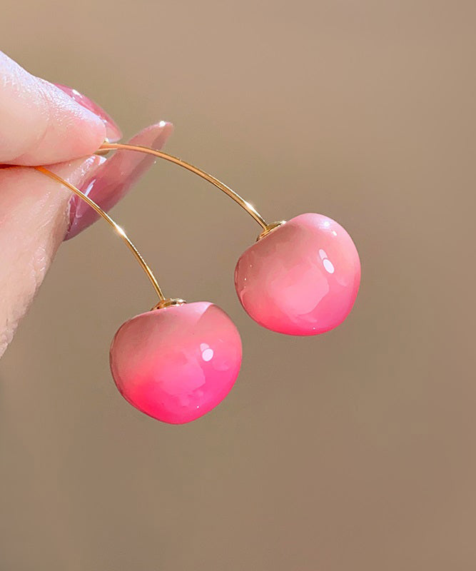 Gradient Color Pink Copper Alloy Cherry Drop Earrings