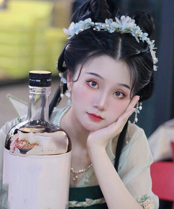 Gradient Color Sterling Silver Overgild Floral Tassel Hairpin Two-Piece Set