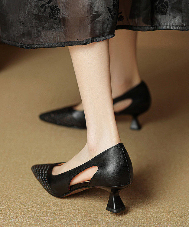 Green Cowhide Leather Sandals Splicing High Heels Sandals
