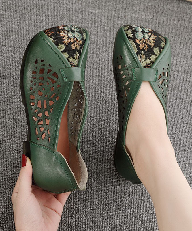 Women Autumn Genuine Leather Spliced Flat Shoes