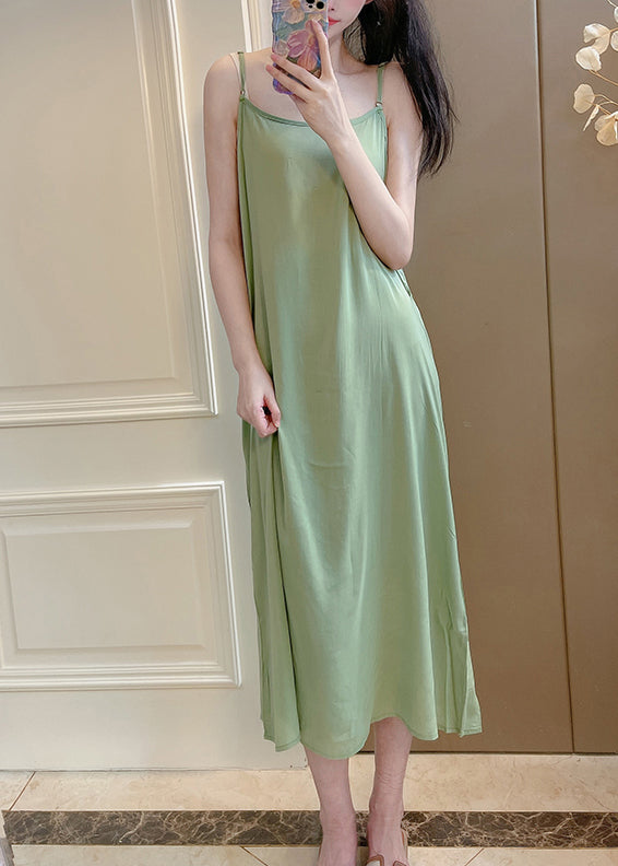 Green Pockets Linen Two Pieces Set Embroidered Bracelet Sleeve