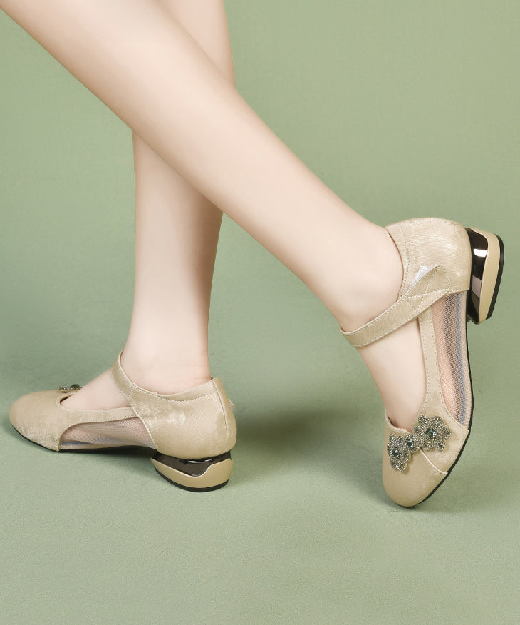 Green Satin Breathable Mesh Splicing Buckle Strap Sandals