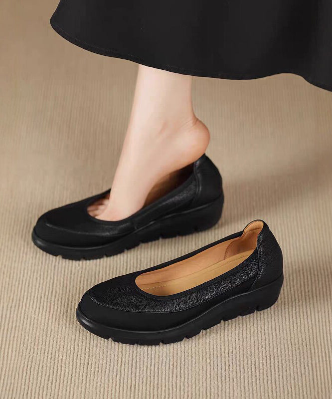 Grey Flats Platform Faux Leather Casual Splicing Flats