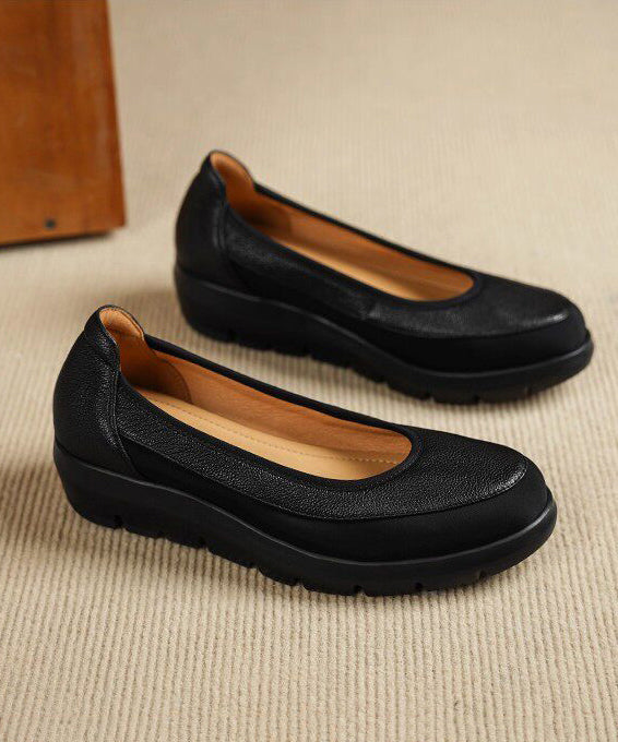 Grey Flats Platform Faux Leather Casual Splicing Flats