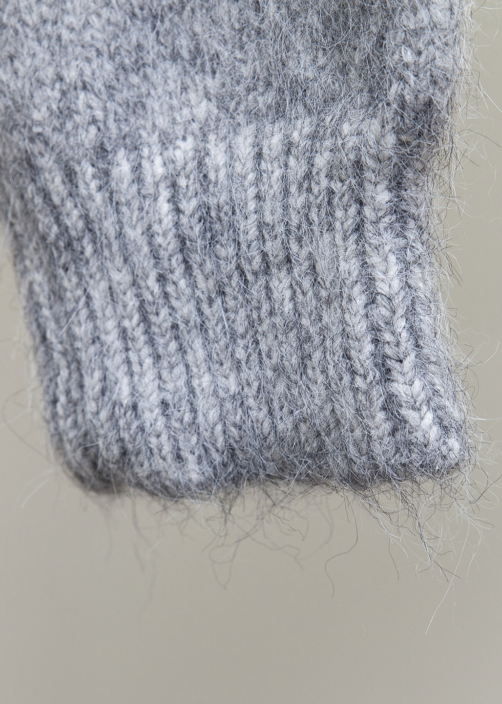 Grey Fox Collar Patchwork Knit Winter Sweater Hooded