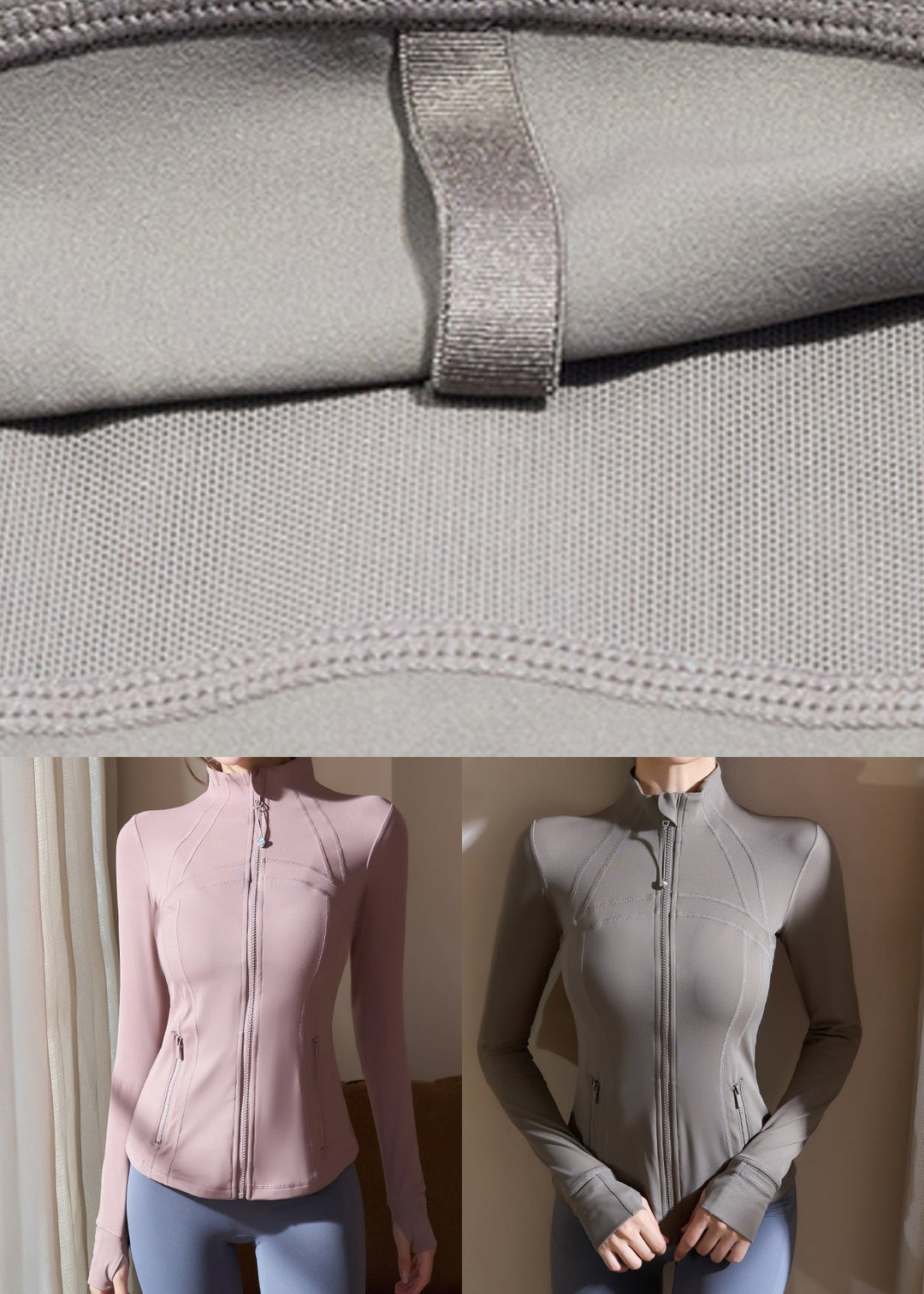 Grey Zippered Patchwork Fitting Workout Top Spring