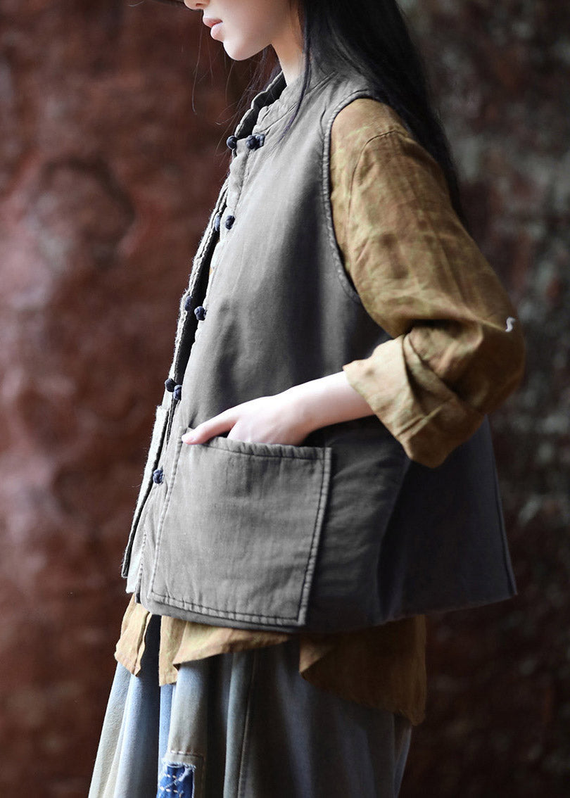 Greys Print Women Warm Fleece Waistcoat Winter