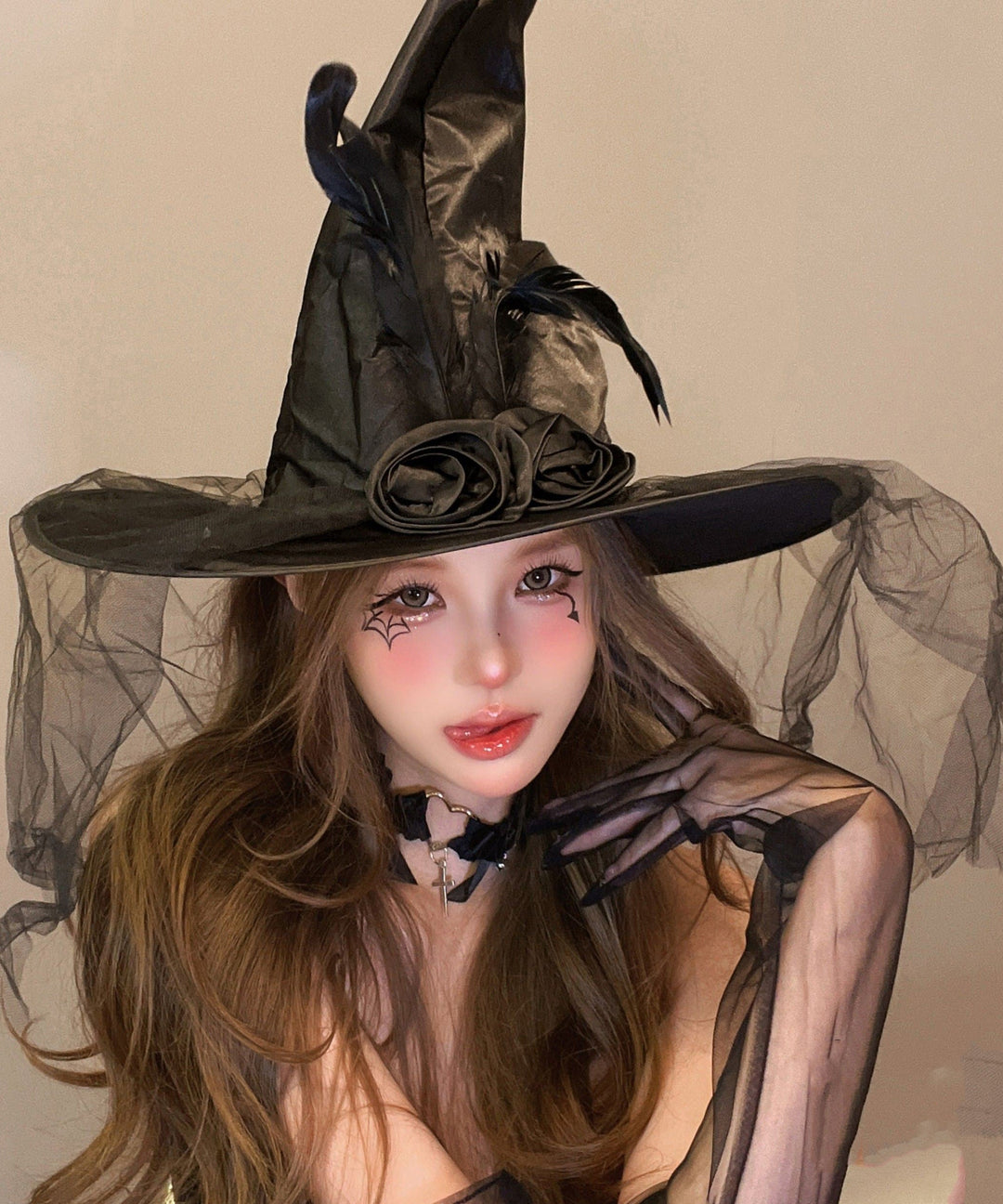 Halloween Black Tulle Feather Costume Headwear