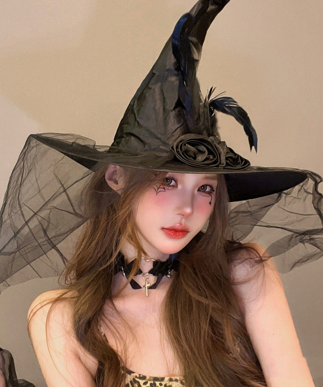 Halloween Black Tulle Feather Costume Headwear