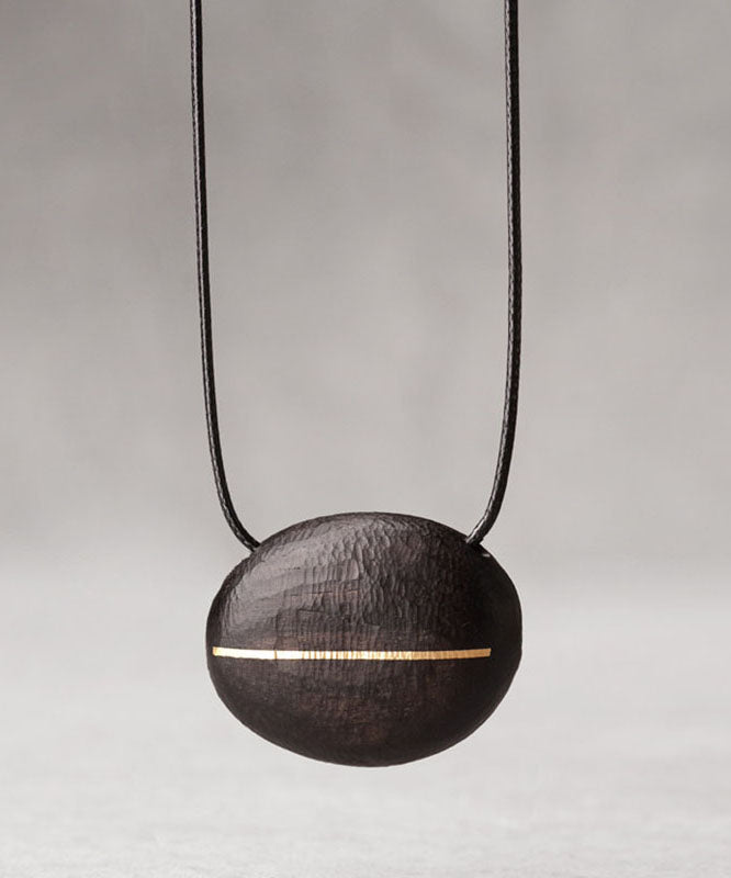 Handmade Black Copper Ebony Waxed Cord Sweater Pendant Necklace