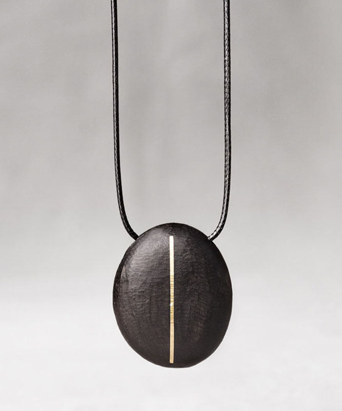 Handmade Black Copper Ebony Waxed Cord Sweater Pendant Necklace