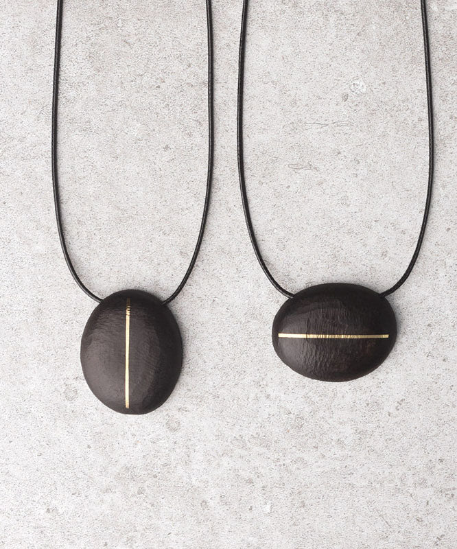 Handmade Black Copper Ebony Waxed Cord Sweater Pendant Necklace
