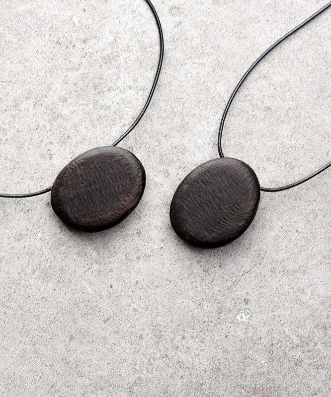 Handmade Black Copper Ebony Waxed Cord Sweater Pendant Necklace