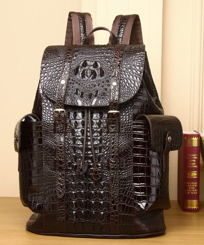 Handmade Black Large Capacity Calf Leather Backpack Bag