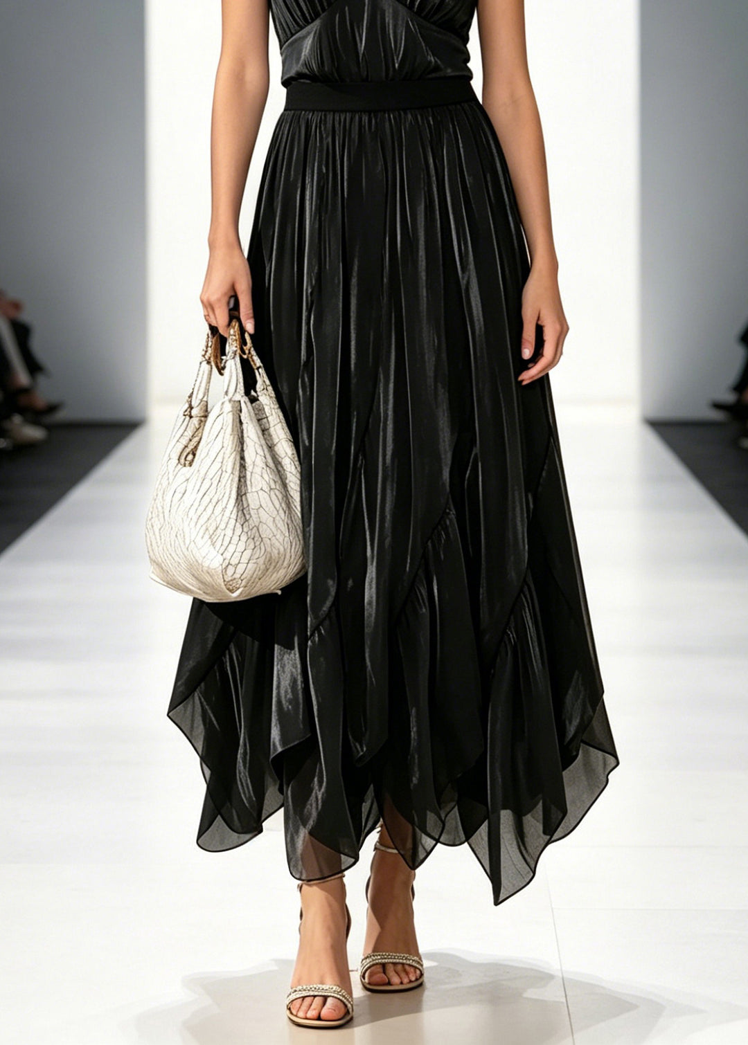 Handmade Black Patchwork Tulle A Line Skirts