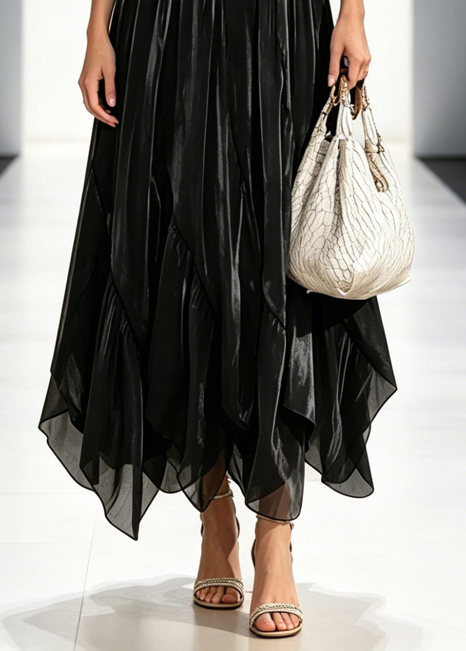 Handmade Black Patchwork Tulle A Line Skirts